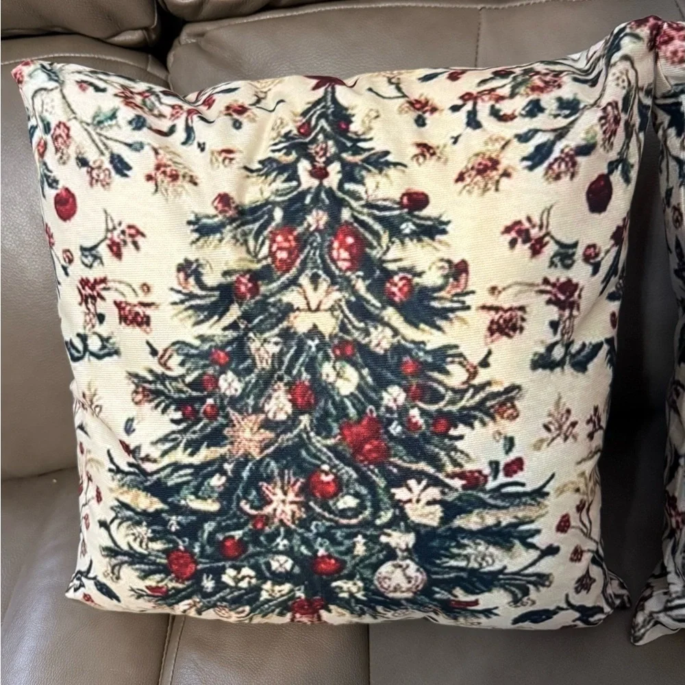 2/Festive Holiday Tree Throw Pillows